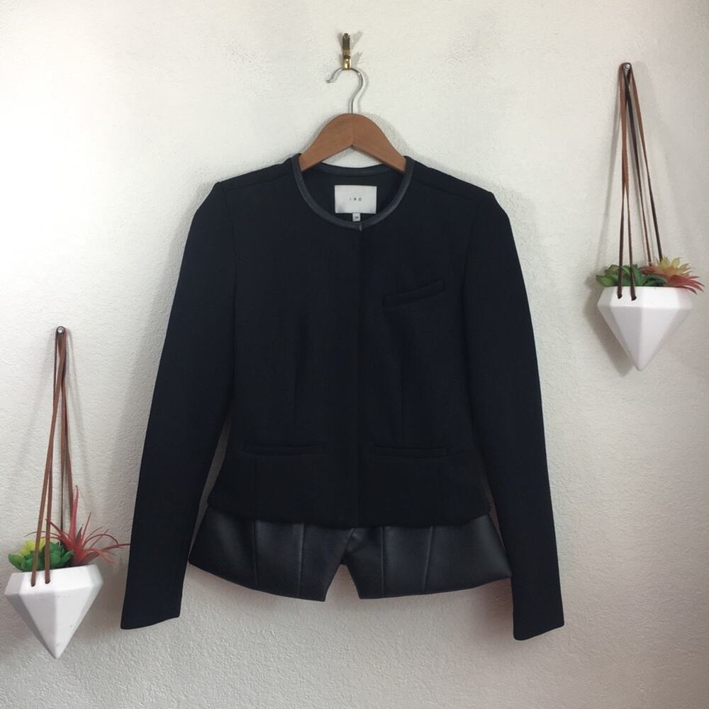 IRO Clyde black leather peplum blazer - Picture 3 of 11